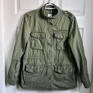 3/30$💥 Gap utility jacket green stud Medium long sleeve spring autumn military